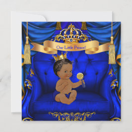 Ethnic Baby Shower Boy Prince Royal Blue Gold Einladung