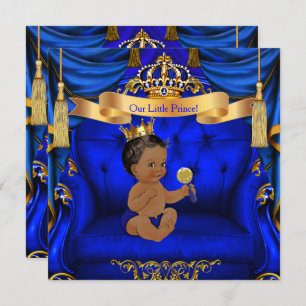 Ethnic Baby Shower Boy Prince Royal Blue Gold Einladung