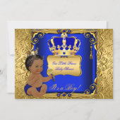 Ethnic Baby Shower Boy Royal Blue Gold Einladung (Vorderseite)