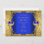 Ethnic Baby Shower Boy Royal Blue Gold Einladung (Rückseite)