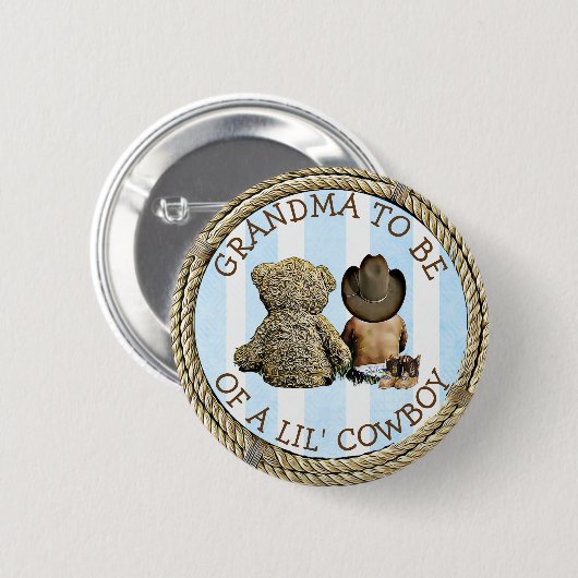 Ethnic bald Oma eines Lil Cowboy Button (Vorne & Hinten)