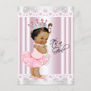 Ethnic Ballerina Pearl and Lace Tutu Baby Shower Einladung