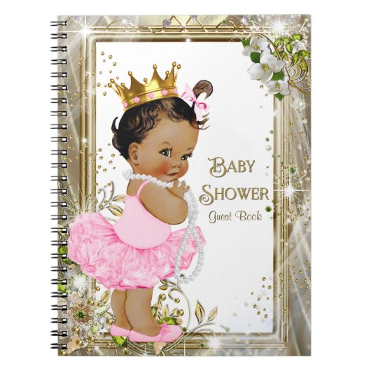 Ethnic Ballerina Princess Baby Shower Gästebuch Notizblock (Vorderseite)