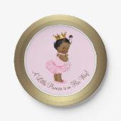 Ethnic Ballerina Princess Pink Gold Baby Dusche Pappteller (Vorderseite)