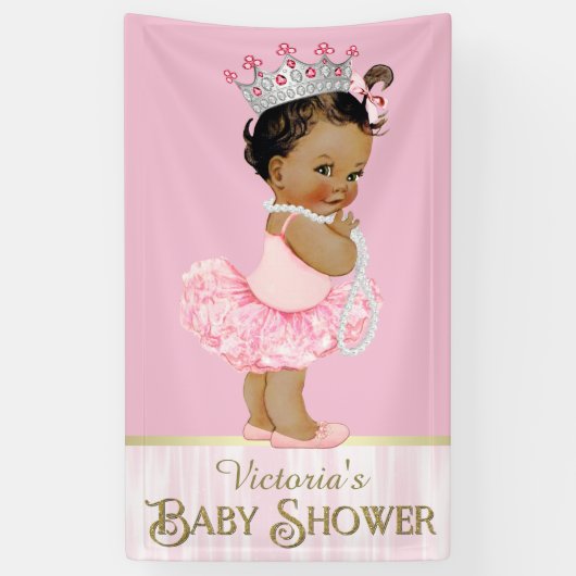 Ethnic Ballerina Tutu Pearl Baby Dusche Banner (Vertikal)