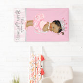 Ethnic Ballerina Tutu Pearl Pink Gray Baby Dusche Banner (Insitu)