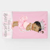 Ethnic Ballerina Tutu Pearl Pink Gray Baby Dusche Banner (Horizontal)