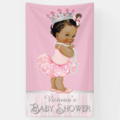 Ethnic Ballerina Tutu Pearl Pink Gray Baby Dusche Banner (Vertikal)