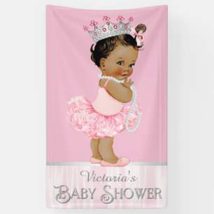 Ethnic Ballerina Tutu Pearl Pink Gray Baby Dusche Banner