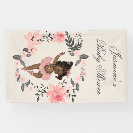 Ethnic Ballerina Watercolor Kinderdusche Banner (Horizontal)