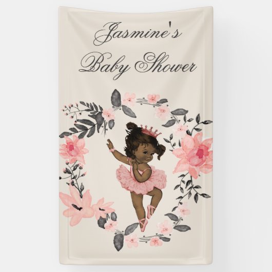 Ethnic Ballerina Watercolor Kinderdusche Banner (Vertikal)
