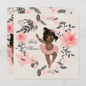 Ethnic Ballerina Watercolor Kinderdusche Einladung (Vorne/Hinten)