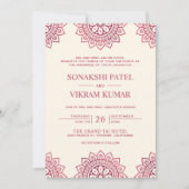 Ethnic Beige und Pink Mandala Indian Wedding Einladung (Vorderseite)