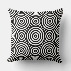 Ethnic Black Nested Circle Muster weiß Kissen