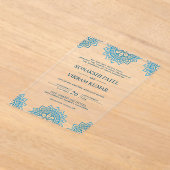 Ethnic Blue Mandala Indian Wedding Acryleinladungen (Ablage )