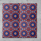 Ethnic Blue Red White Mosaic Geometric Muster Fliese