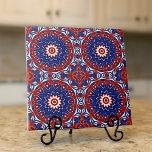 Ethnic Blue Red White Mosaic Geometric Muster Fliese<br><div class="desc">Dieses dekorative Keramik Fliesendesign verbindet geometrische Formen in Blau,  Rot und Weiß,  um in jedem Raum einen lebendigen Akzent zu schaffen.</div>