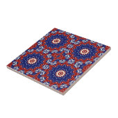 Ethnic Blue Red White Mosaic Geometric Muster Fliese (Seite)