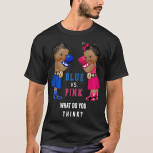 Ethnic Blue vs Pink Boxing Babies Gender Reveal T- T-Shirt