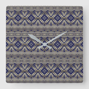ethnic bohemian golden pattern quadratische wanduhr
