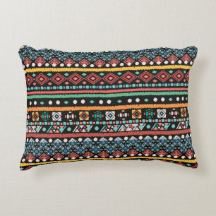 Ethnic Boho: Geometrische Pixel Print Dekokissen