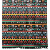 Ethnic Boho: Geometrische Pixel Print Duschvorhang (Vorderseite)