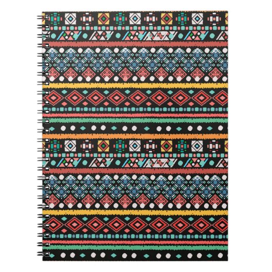 Ethnic Boho: Geometrische Pixel Print Notizblock (Vorderseite)