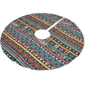 Ethnic Boho: Geometrische Pixel Print Polyester Weihnachtsbaumdecke (Schrägansicht)