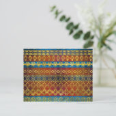 Ethnic Boho Golden Pattern on painted textur Postkarte (Stehend Vorderseite)