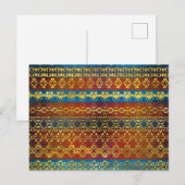 Ethnic Boho Golden Pattern on painted textur Postkarte (Vorne/Hinten)