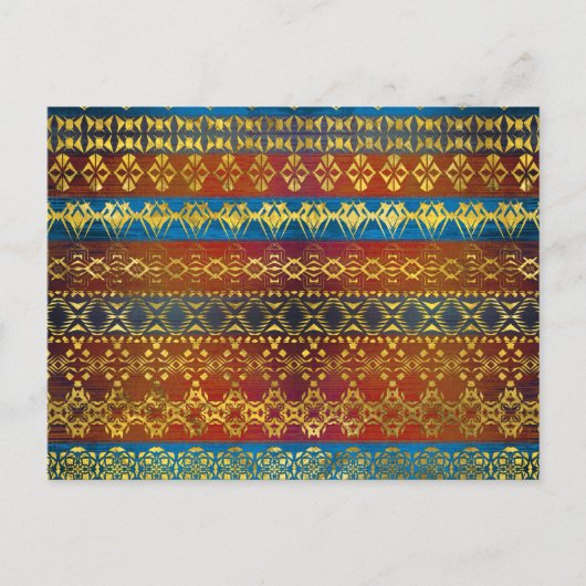 Ethnic Boho Golden Pattern on painted textur Postkarte (Vorderseite)