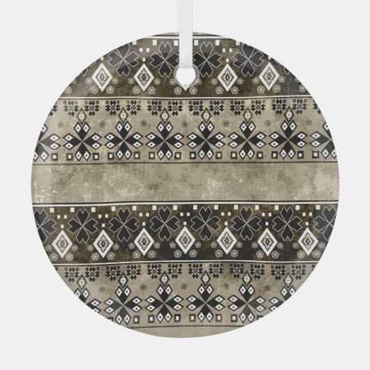 Ethnic Boho Grunge: farbenfrohe Muster Ornament Aus Glas (Vorderseite)