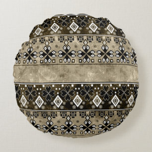 Ethnic Boho Grunge: farbenfrohe Muster Rundes Kissen