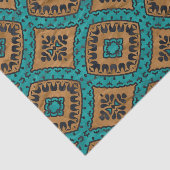 Ethnic Boho marokkanisch Türkis und Bronze Muster Seidenpapier (Ausschnitt)