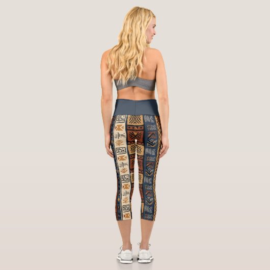 Ethnic Boho Mud Cloth Capri Leggings (Rückseite)