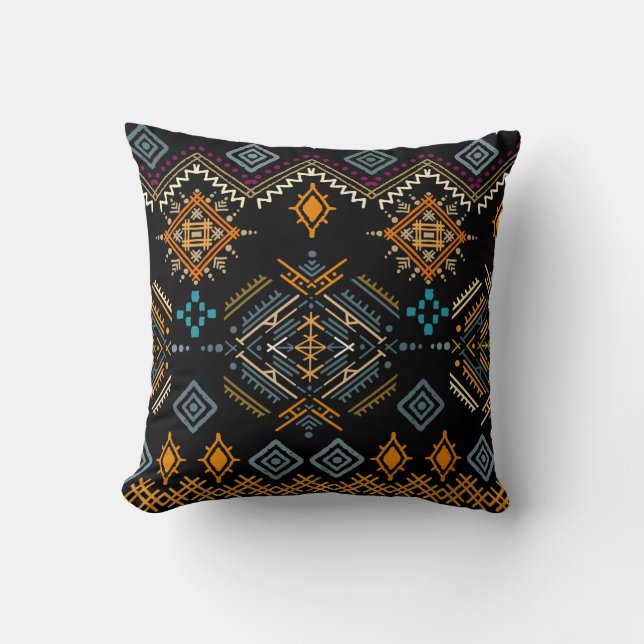 Ethnic Boho Ornament Nahtloses Muster Kissen (Vorderseite)