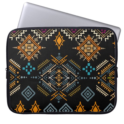 Ethnic Boho Ornament Nahtloses Muster Laptopschutzhülle (Vorderseite)