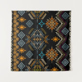Ethnic Boho Ornament Nahtloses Muster Wandteppich (Vorderseite (Horizontal))