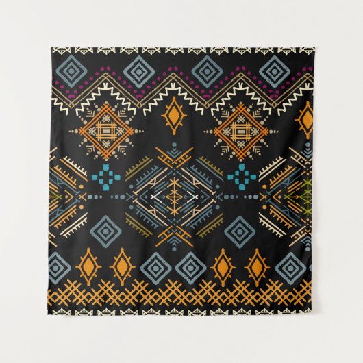 Ethnic Boho Ornament Nahtloses Muster Wandteppich (Vorderseite)