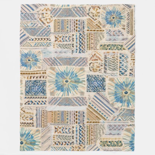 Ethnic Boho Patchwork Throw Blanket Fleecedecke (Vorderseite)