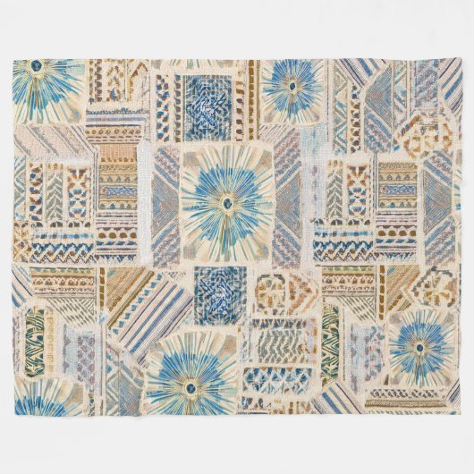 Ethnic Boho Patchwork Throw Blanket Fleecedecke (Vorderseite (Horizontal))