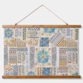 Ethnic Boho Patchwork Wall Hanging Wandteppich Mit Holzrahmen (Vorne)