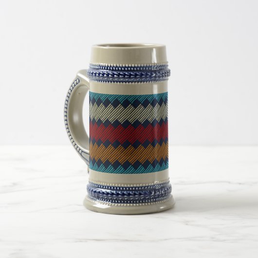 Ethnic Boho Pattern Lace Stickerei auf Stoff Bierglas (Vorderseite Links)