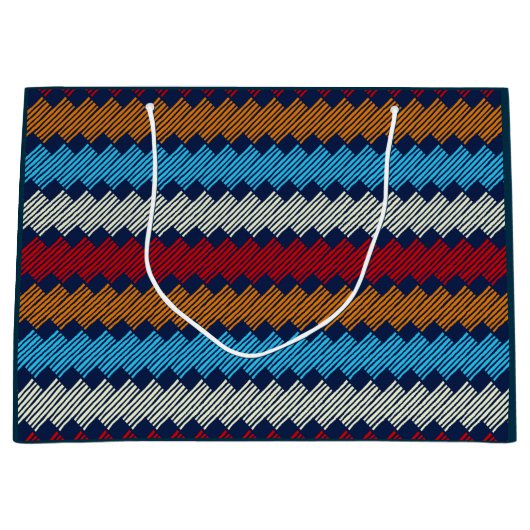 Ethnic Boho Pattern Lace Stickerei auf Stoff Große Geschenktüte (Vorderseite)