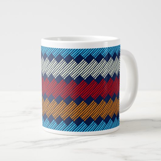 Ethnic Boho Pattern Lace Stickerei auf Stoff Jumbo-Tasse (Vorderseite Rechts)