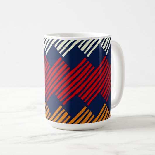 Ethnic Boho Pattern Lace Stickerei auf Stoff Kaffeetasse (VorderseiteRechts)