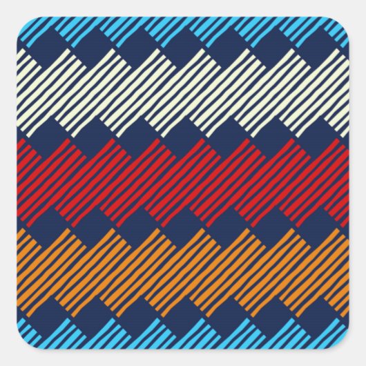 Ethnic Boho Pattern Lace Stickerei auf Stoff Quadratischer Aufkleber (Vorderseite)