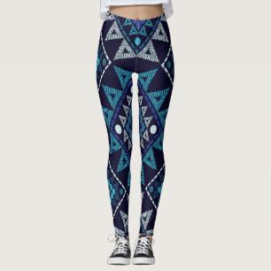 Ethnic Boho Stickerei Seamless Muster Leggings