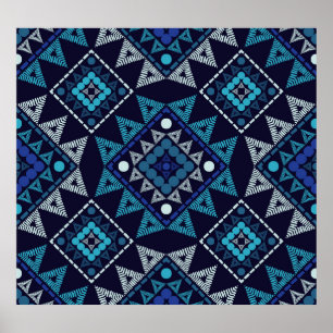 Ethnic Boho Stickerei Seamless Muster Poster