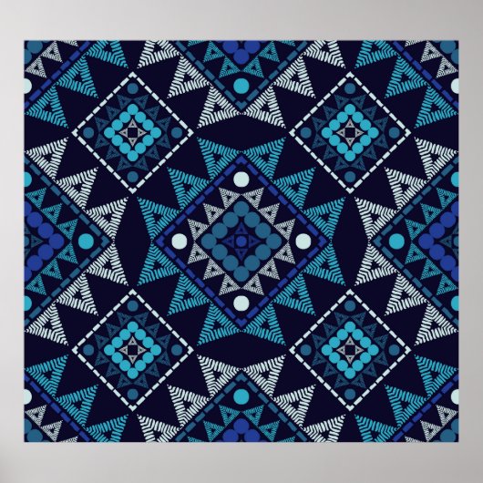 Ethnic Boho Stickerei Seamless Muster Poster (Vorne)
